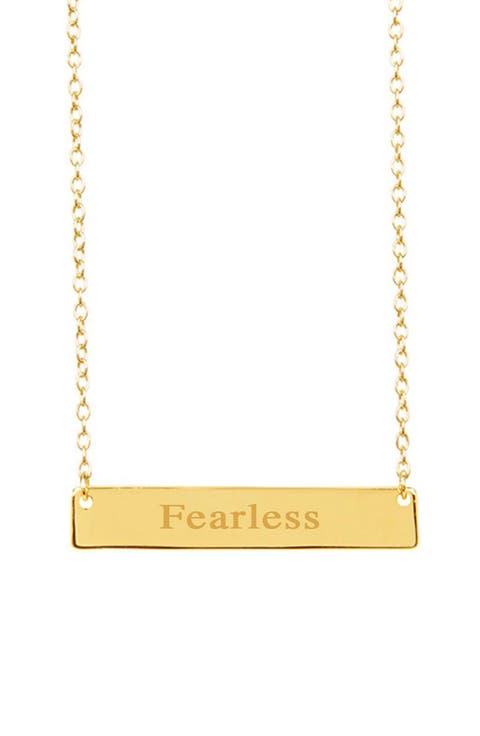 14K Yellow Gold Plated Sterling Silver Inspirational Bar Pendant Necklace