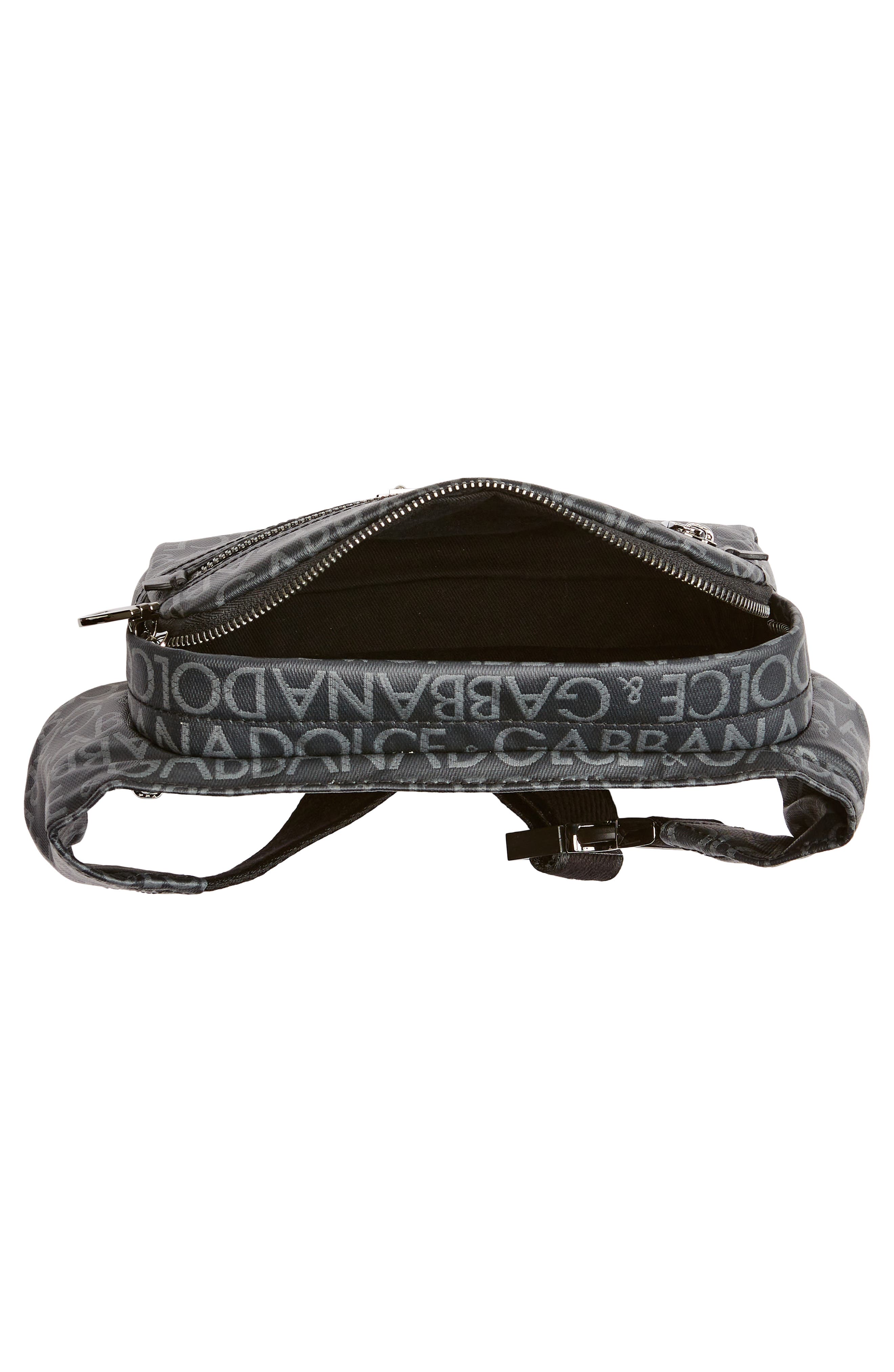 Dolce&Gabbana Logo Print Canvas Belt Bag, Alternate, color, Black/ Grey