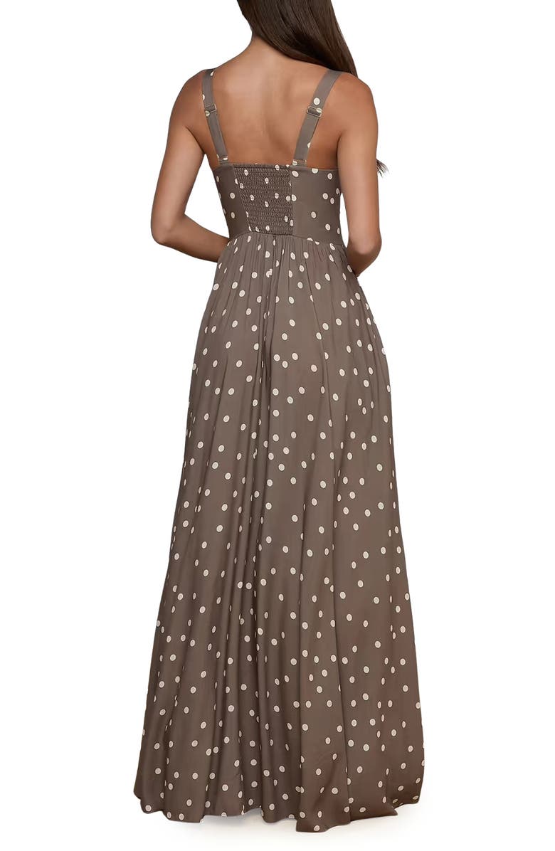 L'AGENCE Rosette Dot Sleeveless Maxi Dress, Alternate, color, Cardamom/ Ecru Polka Dot