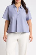 Eileen Fisher Johnny Collar Organic Cotton Top