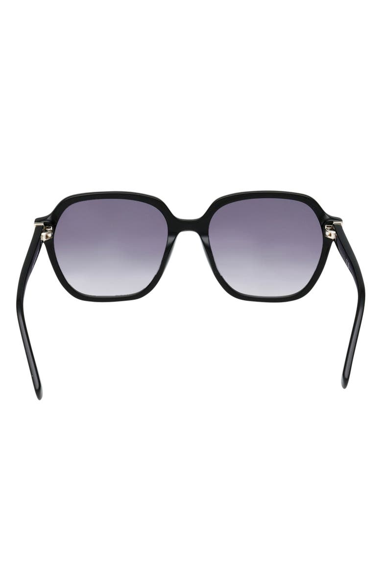 ABERCROMBIE & FITCH 54mm Gradient Geometric Sunglasses, Alternate, color, Shiny Black / Gradient Smoke