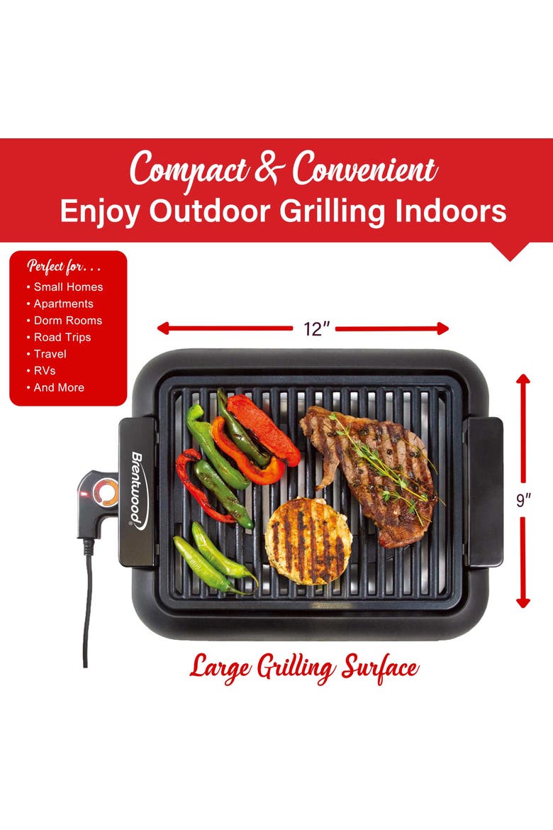 12.6 Inch x 10 Inch Electric Smokeless Indoor Grill, Alternate, color, Black