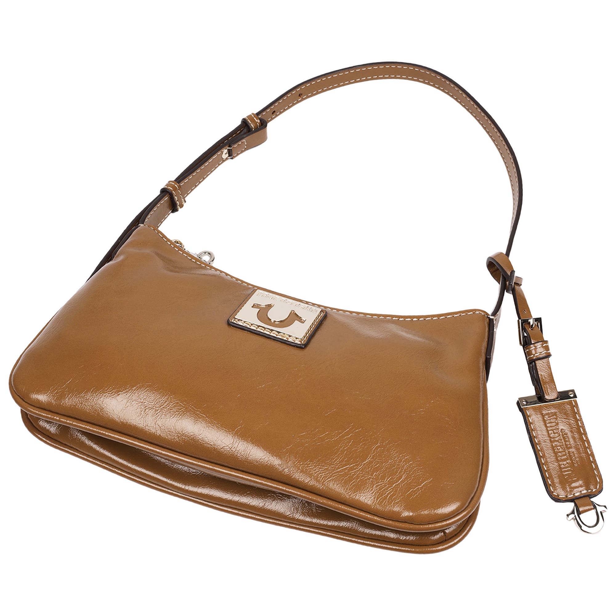 True Religion Crinkle Finish Shoulder Bag, Alternate, color, Camel