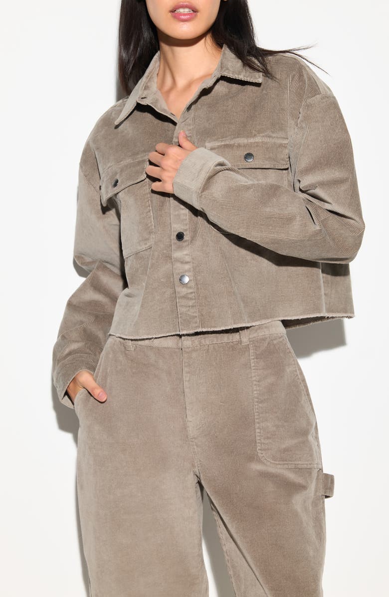 Spiritual Gangster Everly Crop Corduroy Shirt Jacket, Alternate, color, Khaki