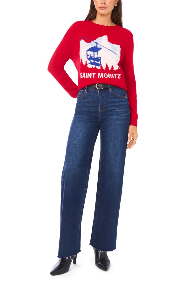 Saint Moritz Crewneck Sweater, Alternate, color, GLAMOUR RED