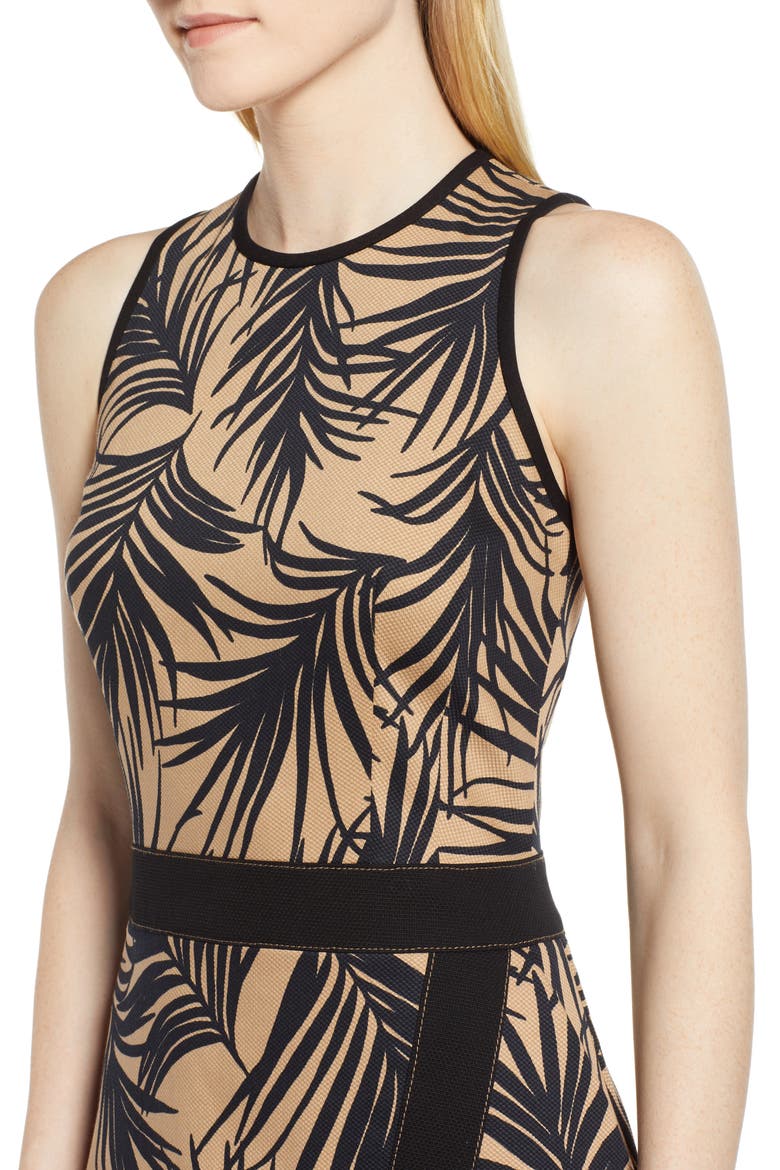 Denura Palm Frond Woven Midi Dress, Alternate, color, WARM CLAY FANTASY