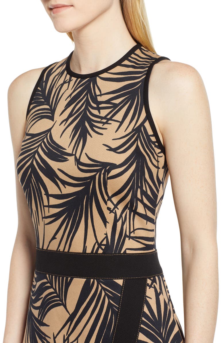 BOSS Denura Palm Frond Woven Midi Dress, Alternate, color, 
