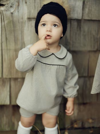 トップス 3y Seal Gray Misha & Puff Peter Pan top Manière Check Peter Pan Collar Top & Shorts Set | Nordstrom