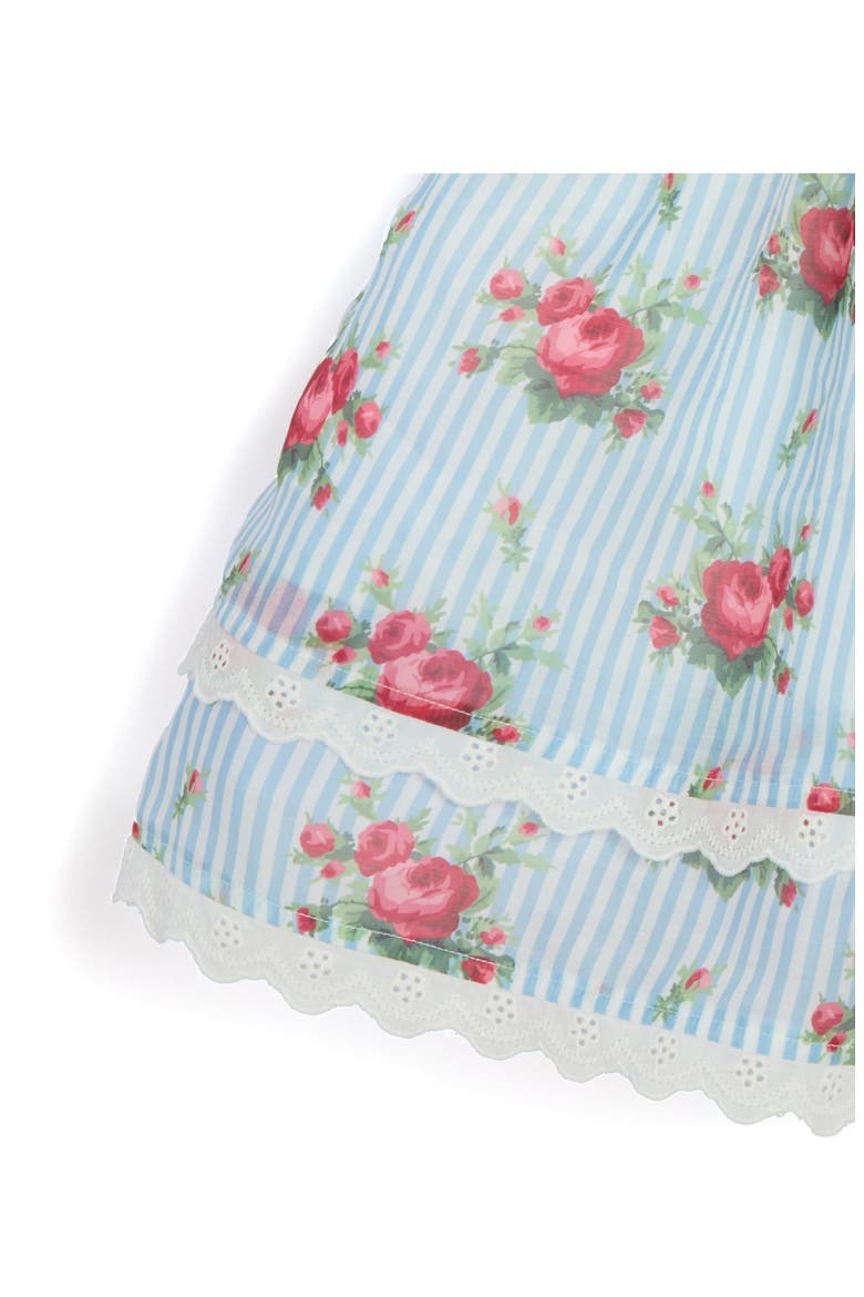 Floral Stripe Dress & Bloomers, Alternate, color, BLUE/ WHITE