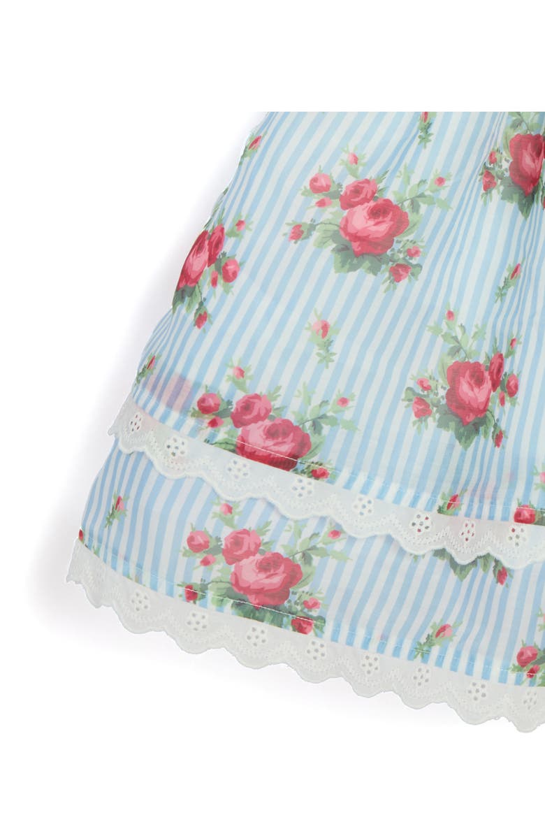 Pippa & Julie Floral Stripe Dress & Bloomers, Alternate, color, Blue/ White