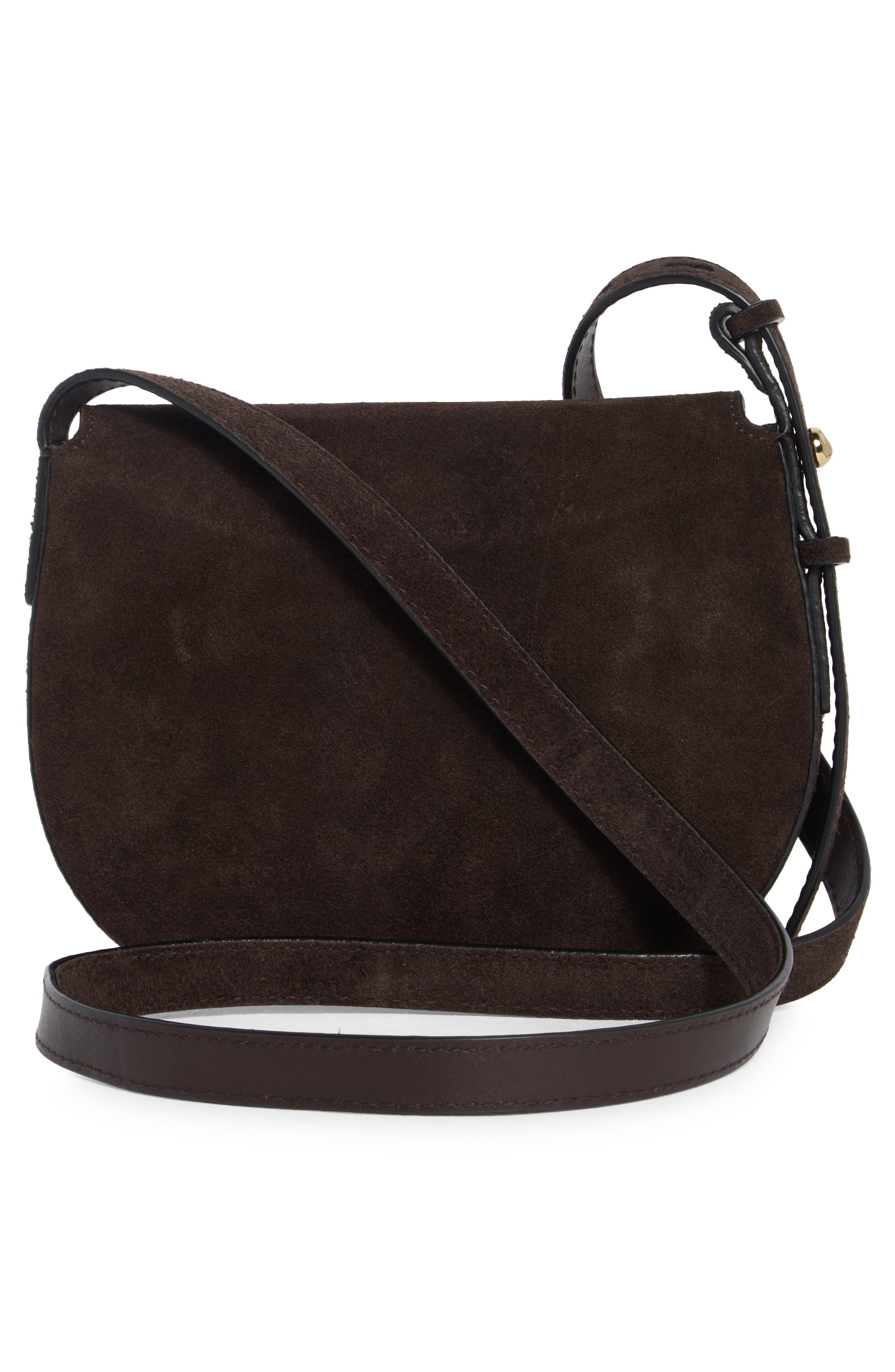 Madewell The Small Dakota Suede Saddle Bag, Alternate, color, Dark Carob