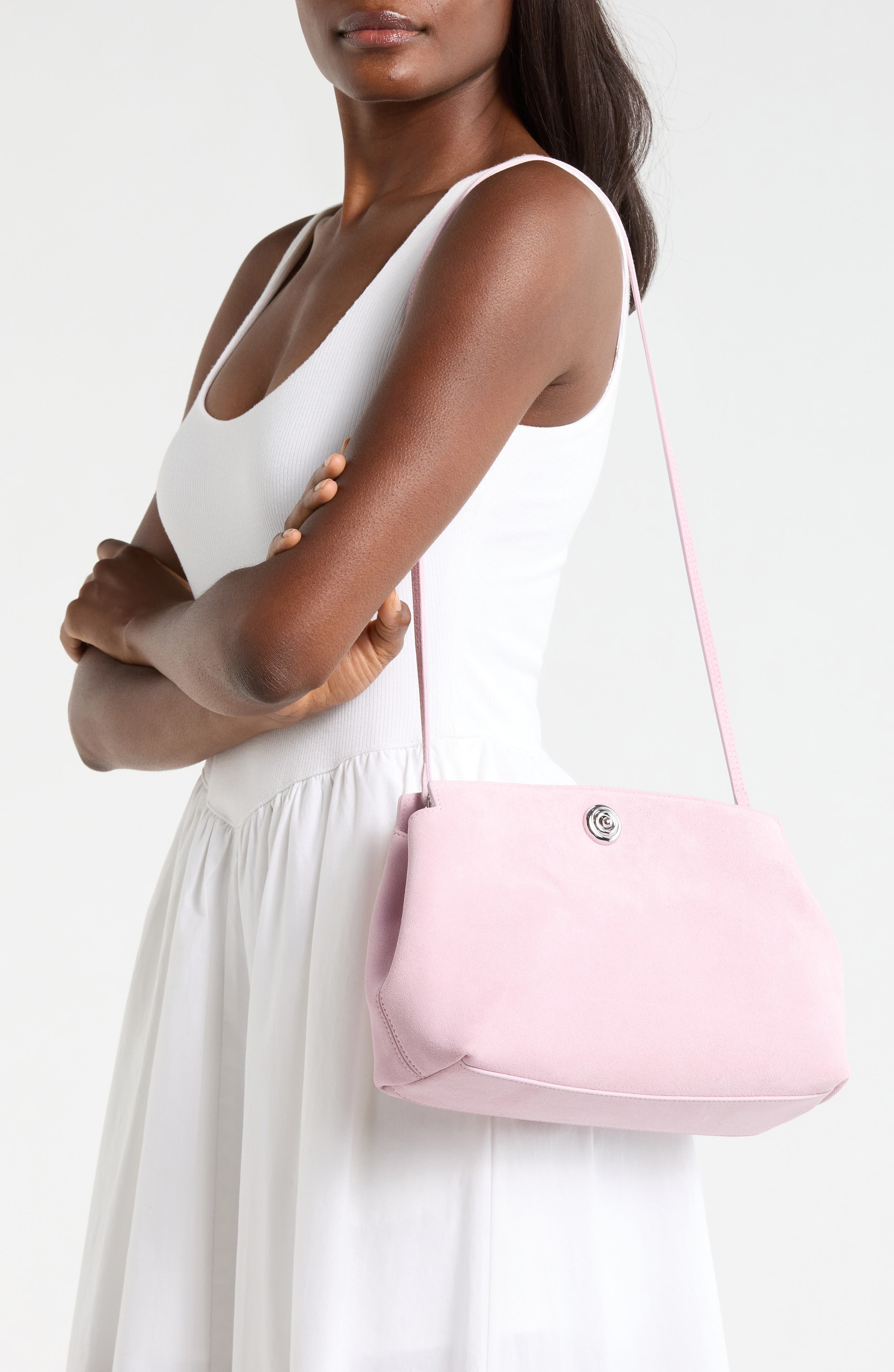 LIFFNER Large Pushlock Suede Clutch, Alternate, color, 