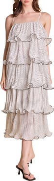 Endless Rose Polka Dot Wired Ruffle Tiered Dress