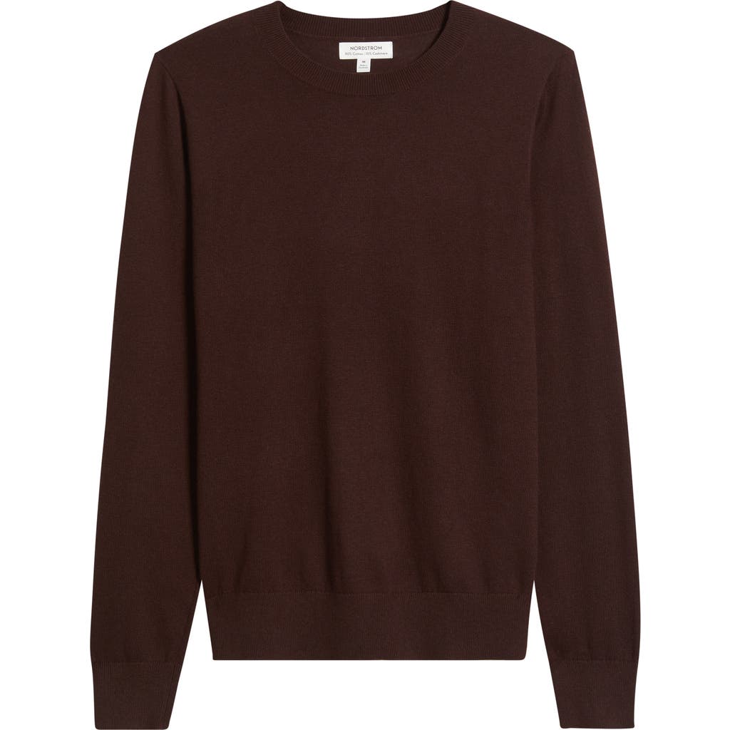 Nordstrom Crewneck Cotton & Cashmere Sweater In Brown