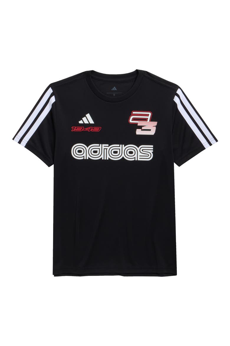 Kids' 3-Stripes Jersey Top, Main, color, BLACK