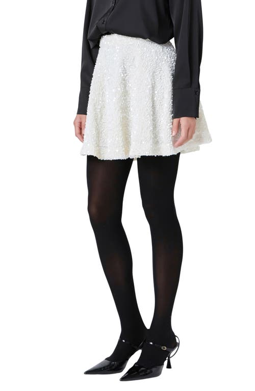 Endless Rose Sequin Flare Miniskirt In Ivory