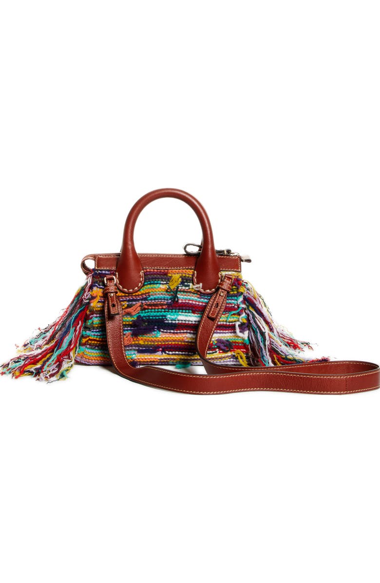 Chloé Mini Edith Cashmere & Leather Satchel, Alternate, color,