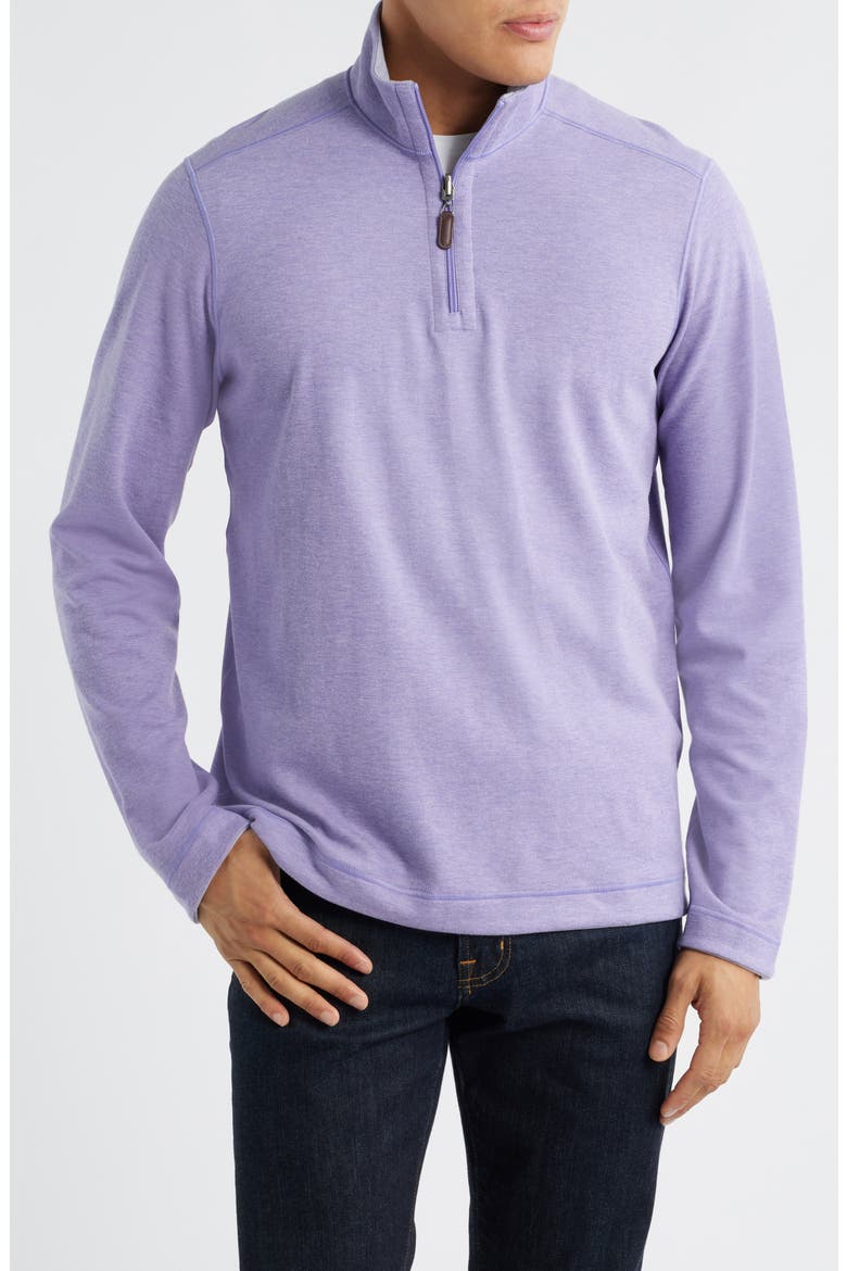Icon Reversible Cotton Blend Quarter Zip Pullover, Main, color, PURPLE/ STORM