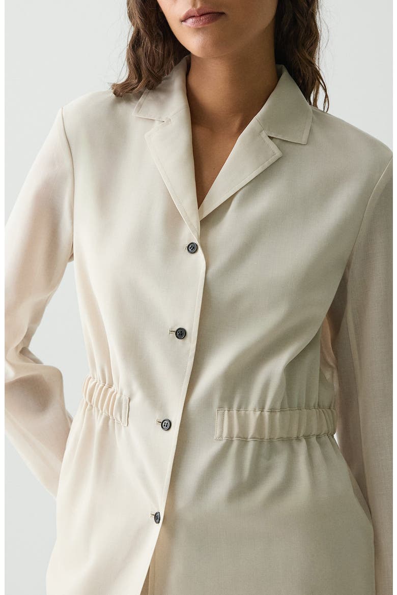 Cinched Waist Wool Blend Jacket, Alternate, color, SAND