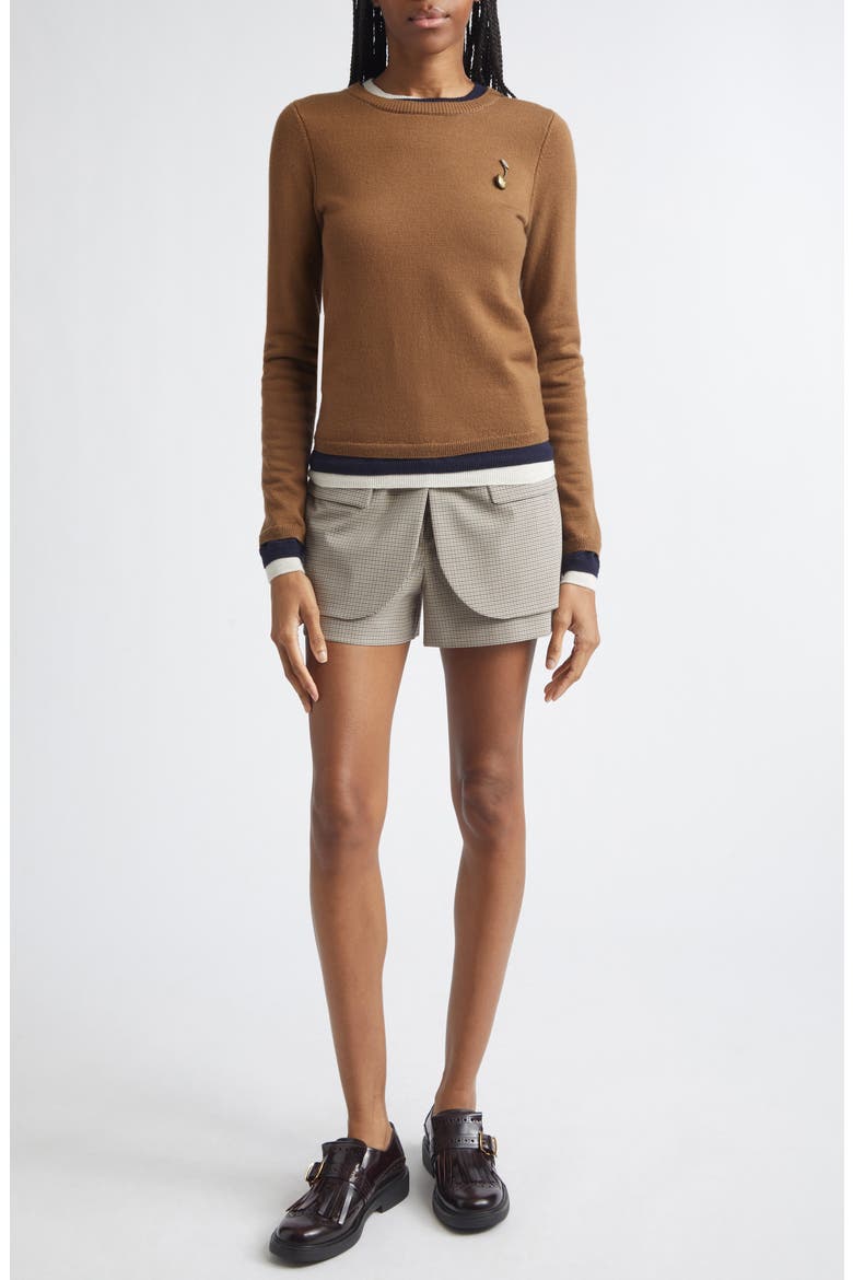 Check Jacket Hem Shorts, Alternate, color, BROWN MULTI