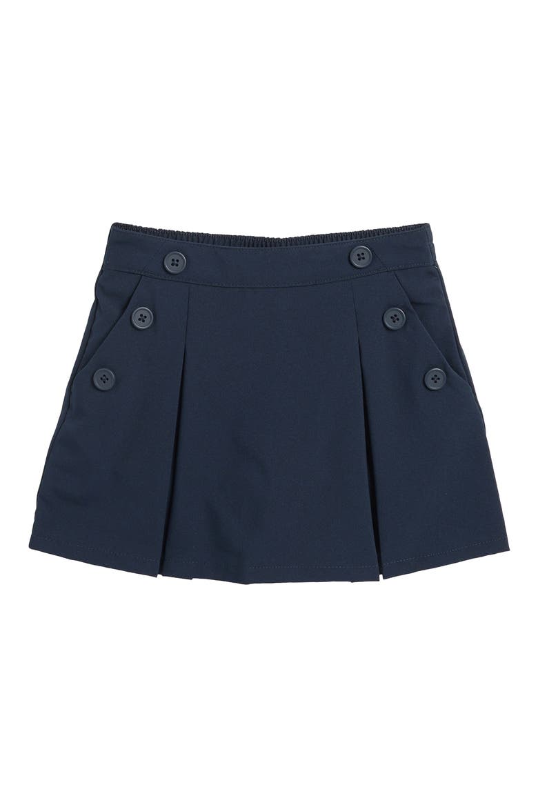 Kids' Button Poplin Skort, Main, color, NAVY
