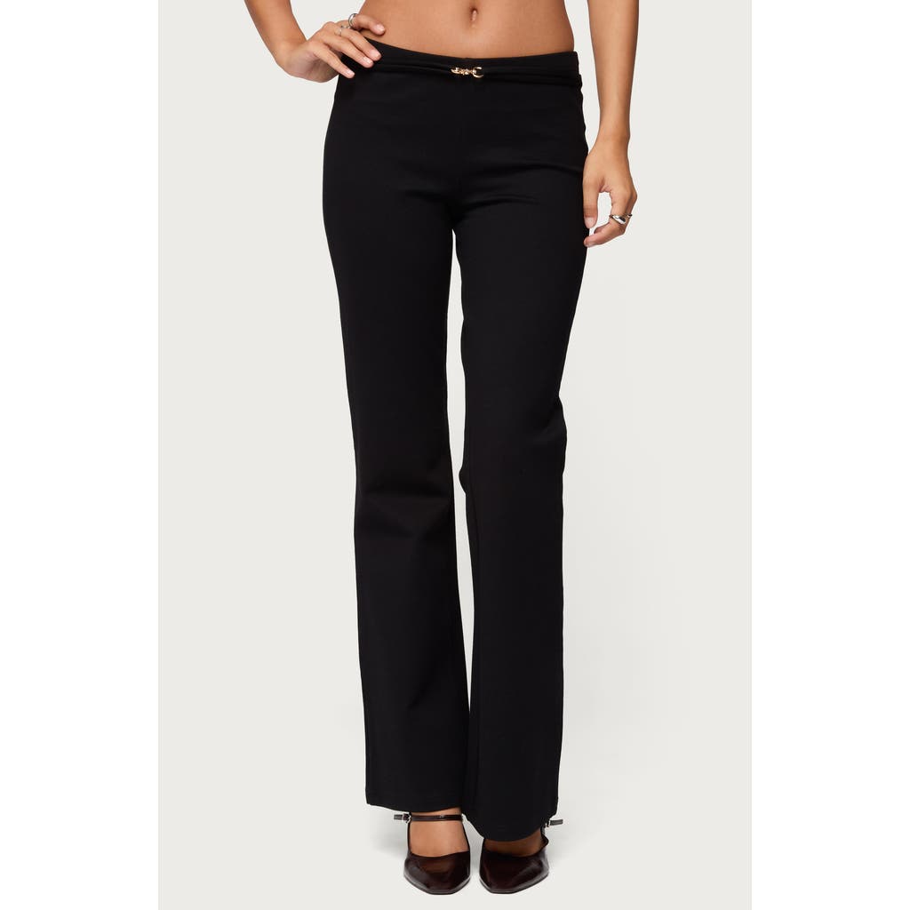 Edikted Metiza Belted Flare Pants In Black