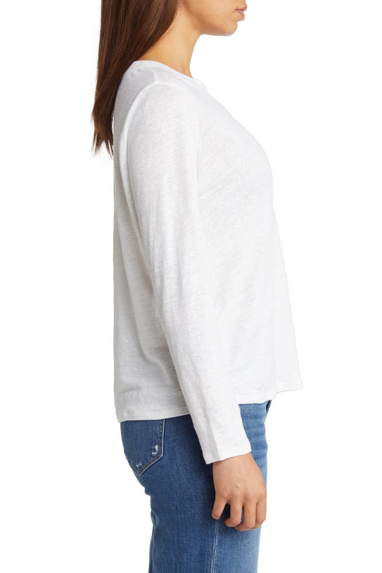 Organic Linen Long Sleeve T-Shirt, Alternate, color, WHITE