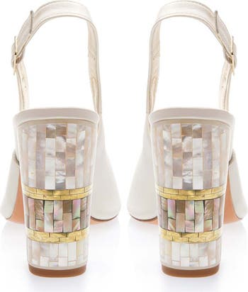 Freya Rose Zara White Slingback Peep Toe Pearl Heel Sandal Nordstrom - Main Image