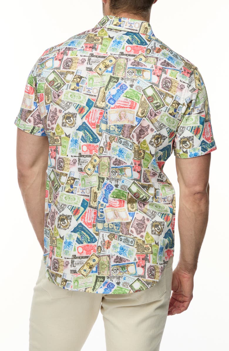 Robert Graham The Heist Short Sleeve Cotton Button-Up Shirt, Alternate, color, 