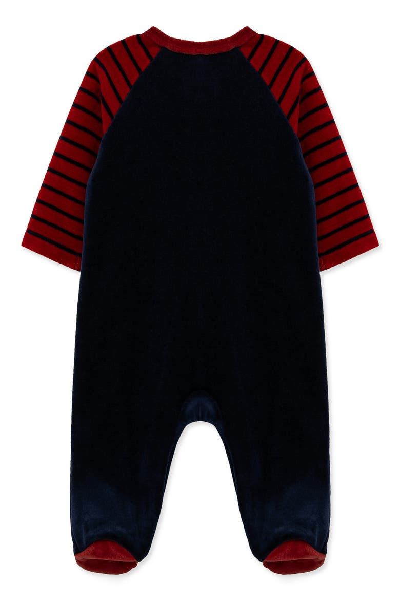 Kids' Trains Velour Footie, Alternate, color, NAVY