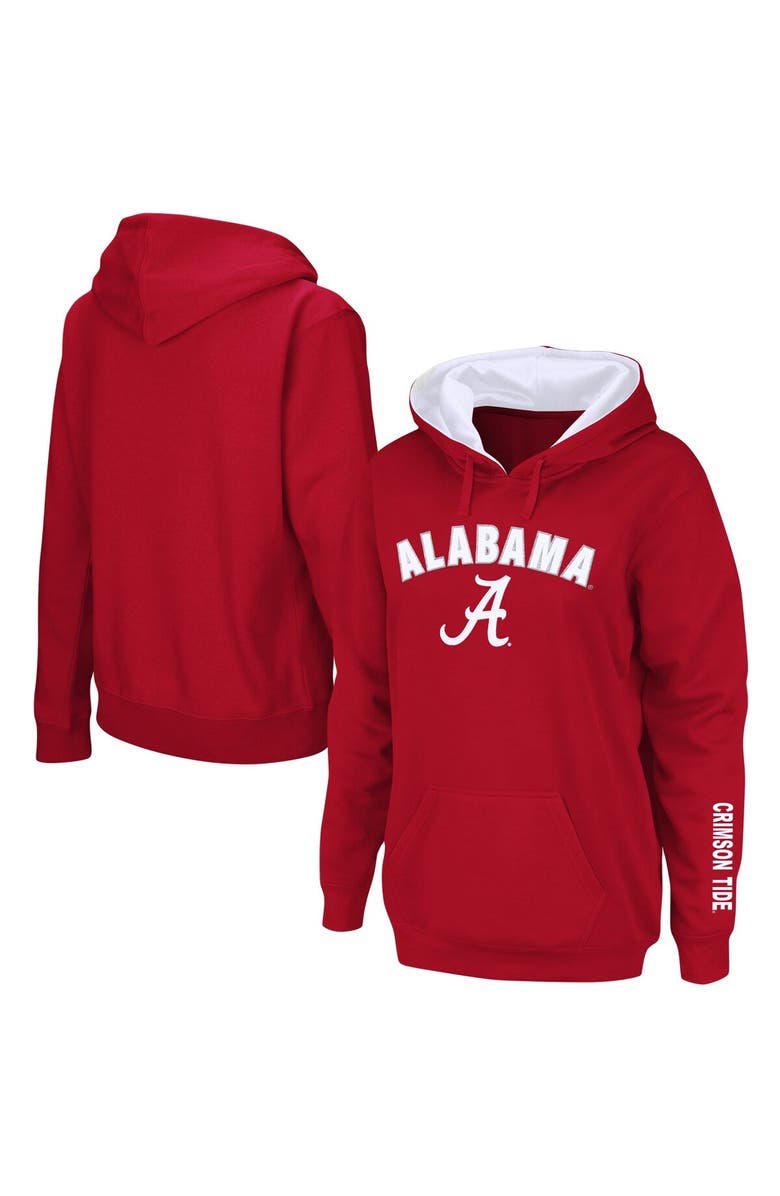 COLOSSEUM Women's Crimson Alabama Crimson Tide Arch & Logo 1 Pullover Hoodie, Main, color, Crimson