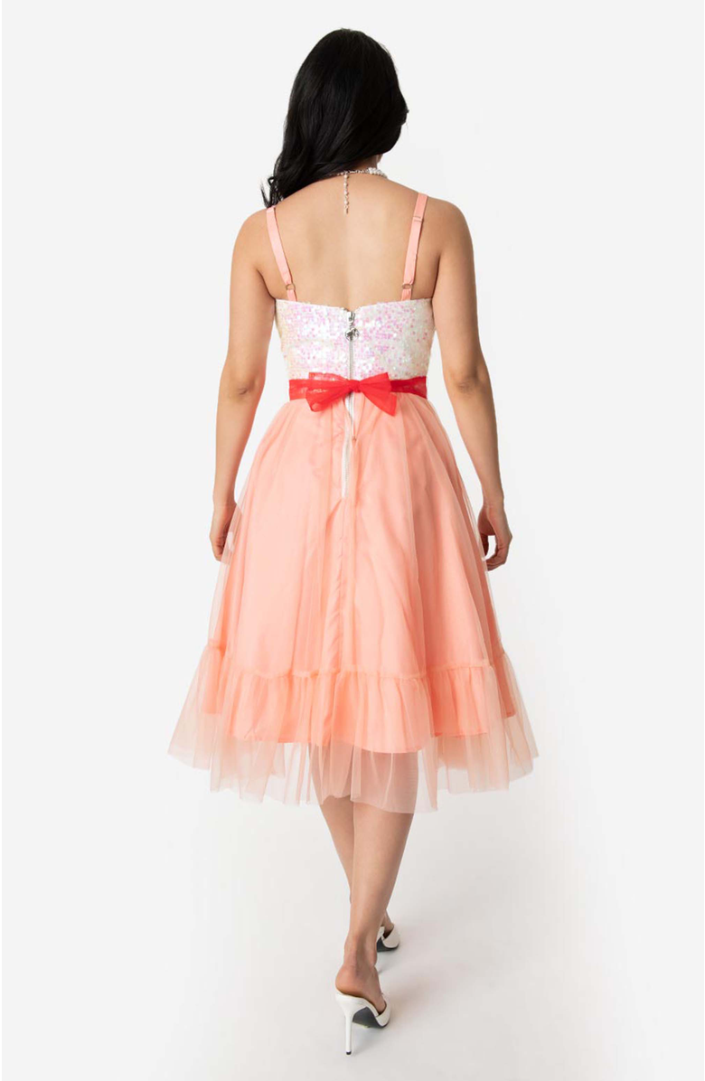 Unique Vintage Chiffon Swing Dress, Alternate, color, Peach And White