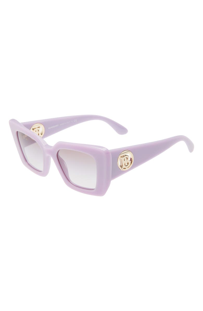 Burberry 51mm Square Sunglasses, Alternate, color, Lilac/ Gradient Grey