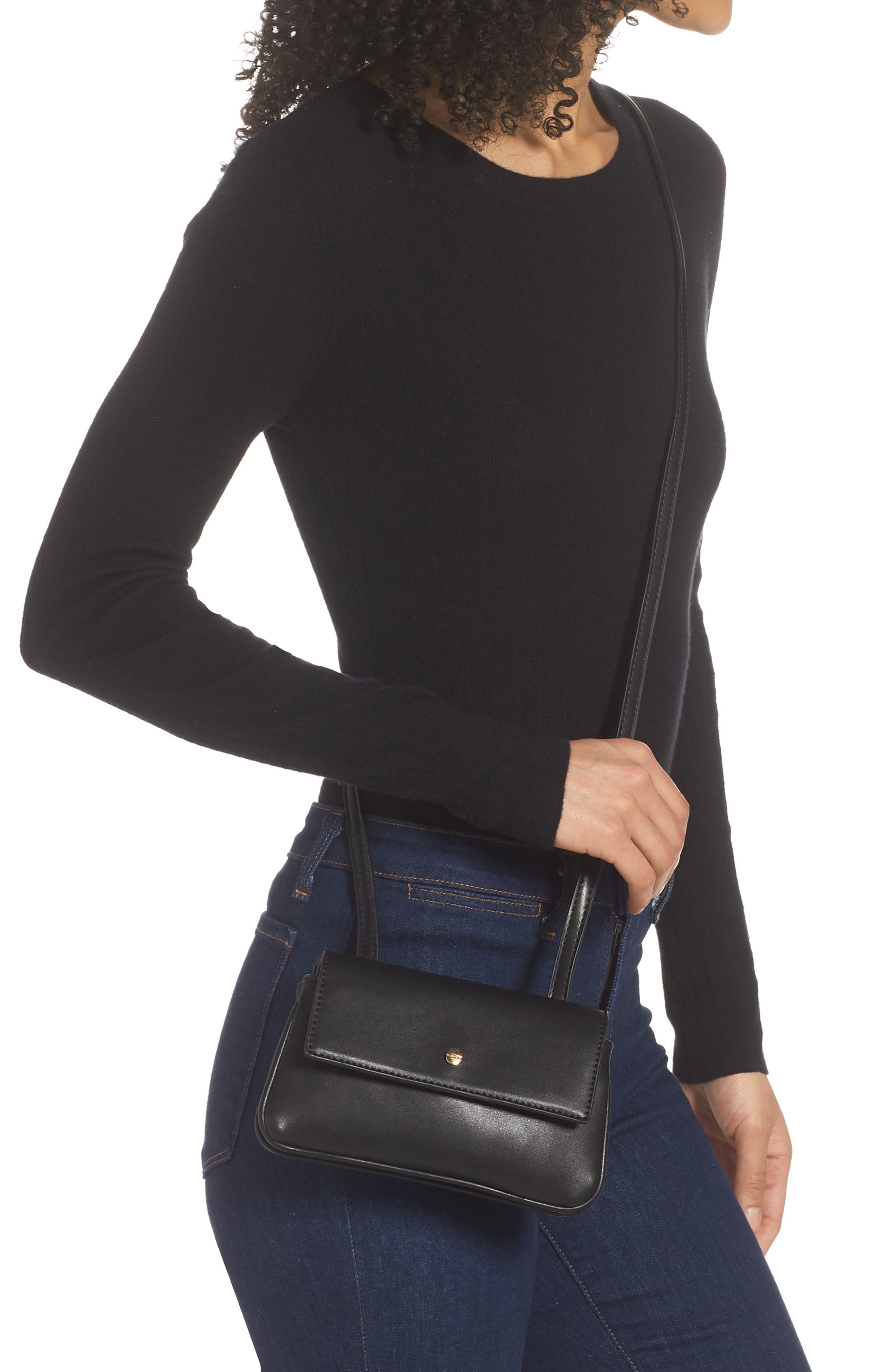 Mali + Lili Double Flap Vegan Leather Crossbody Bag, Alternate, color, 