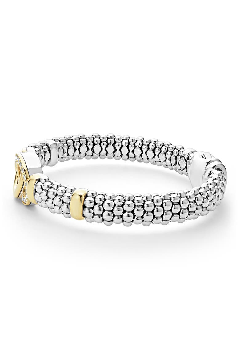 Signature Caviar Diamond Interlock Rope Bracelet, 9mm, Alternate, color, SILVER/ GOLD