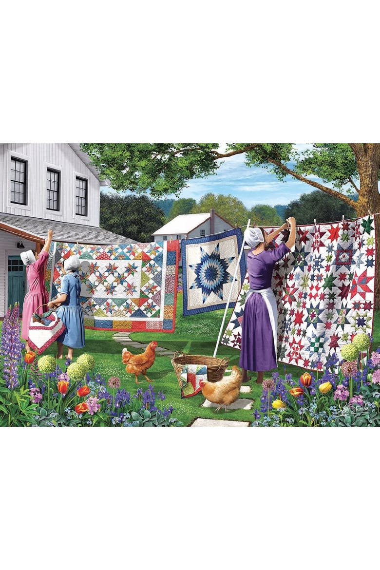 Quilts in the Backyard 500 piece Jigsaw Puzzle for Adults, Alternate, color, Multicolor