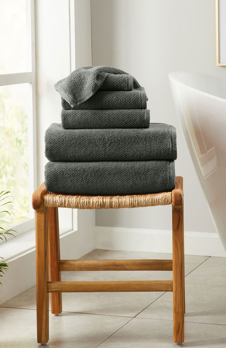 Woven & Weft Cotton 6-Piece Textured Towel Set, Alternate, color, Midnight