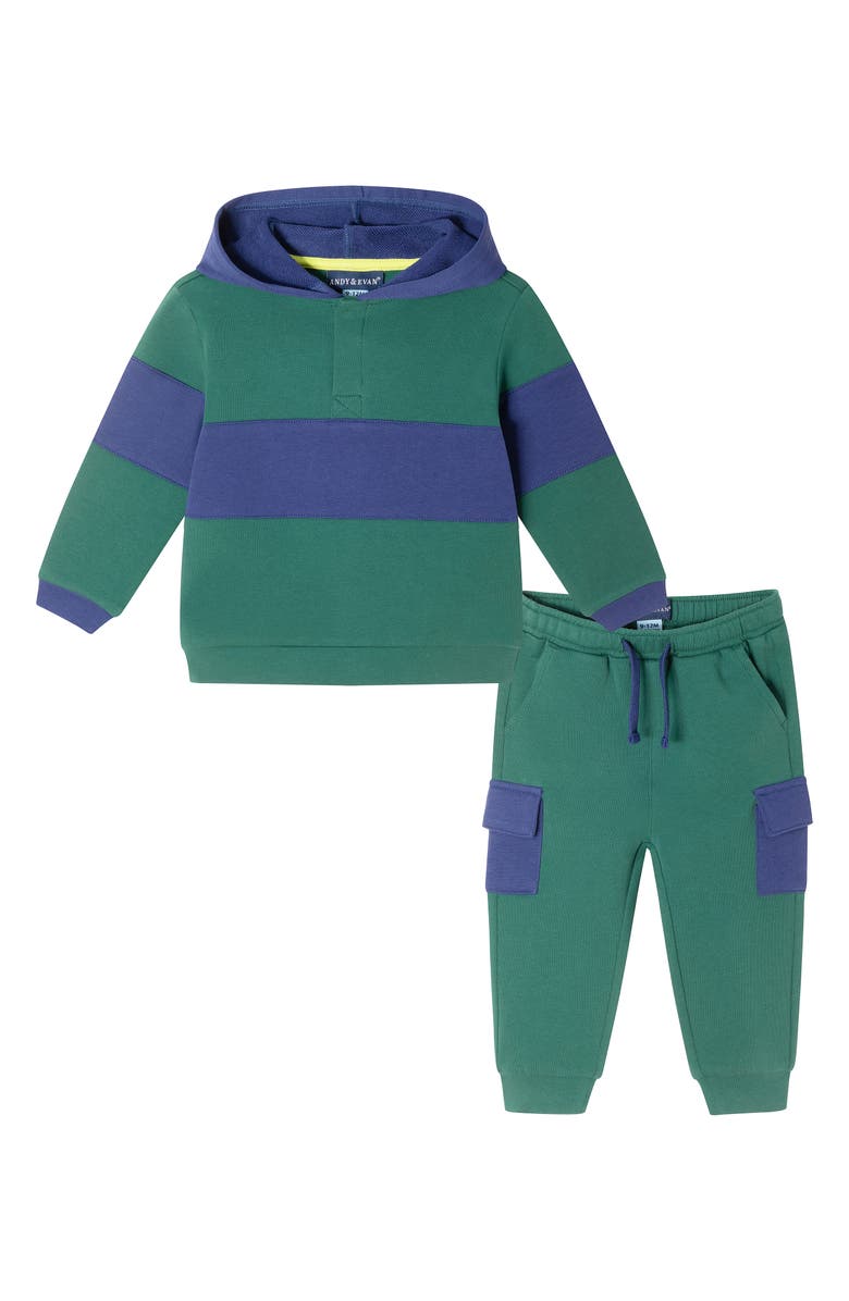 Andy & Evan Colorblock Hoodie & Joggers Set, Main, color, 