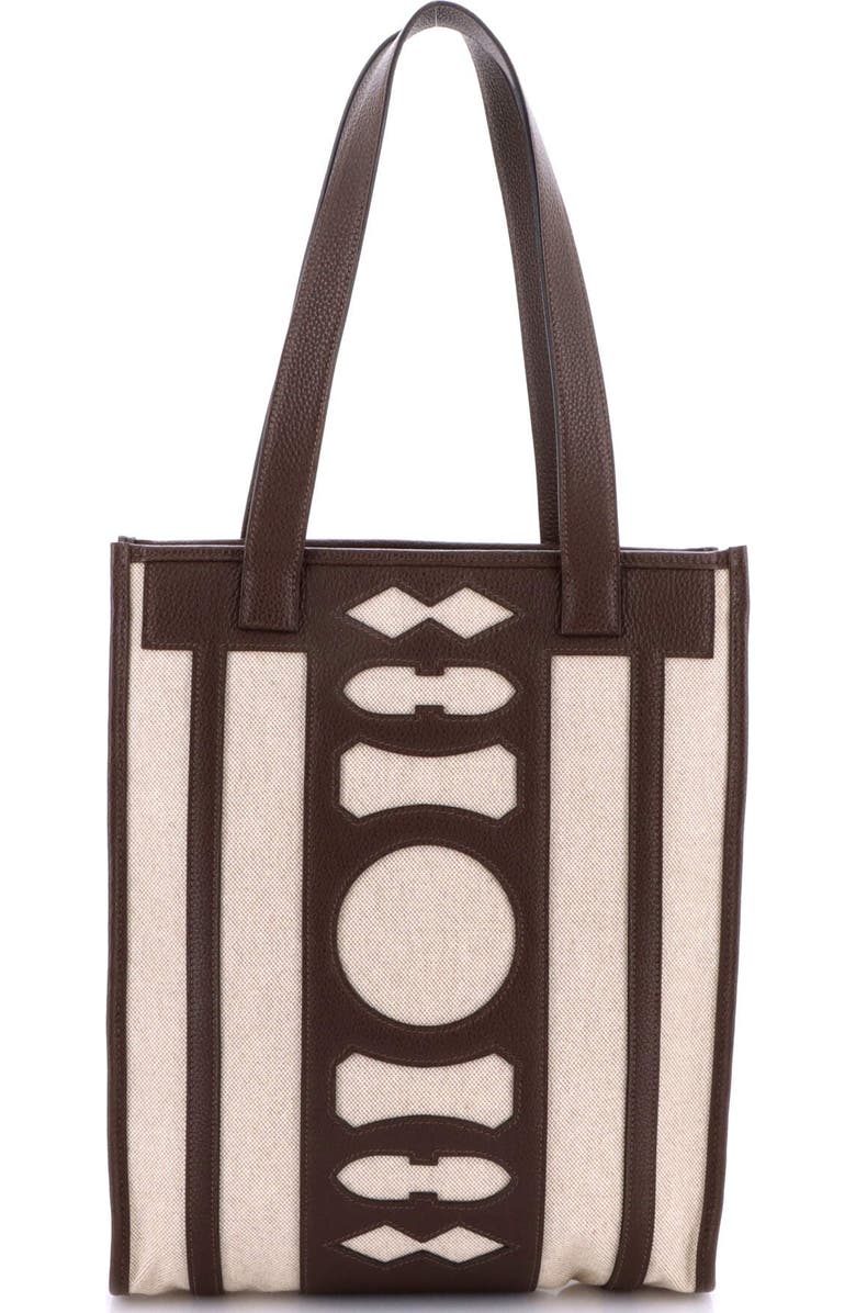 Pre-Owned Hermes Petit H Dream Catcher Tote Toile and Leather, Alternate, color, Ecru