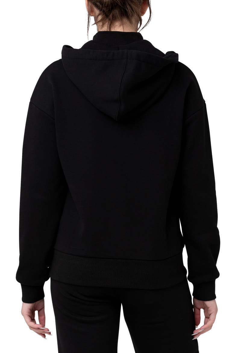 Nicky Maternity/Nursing Quarter Zip Hoodie, Alternate, color, BLACK