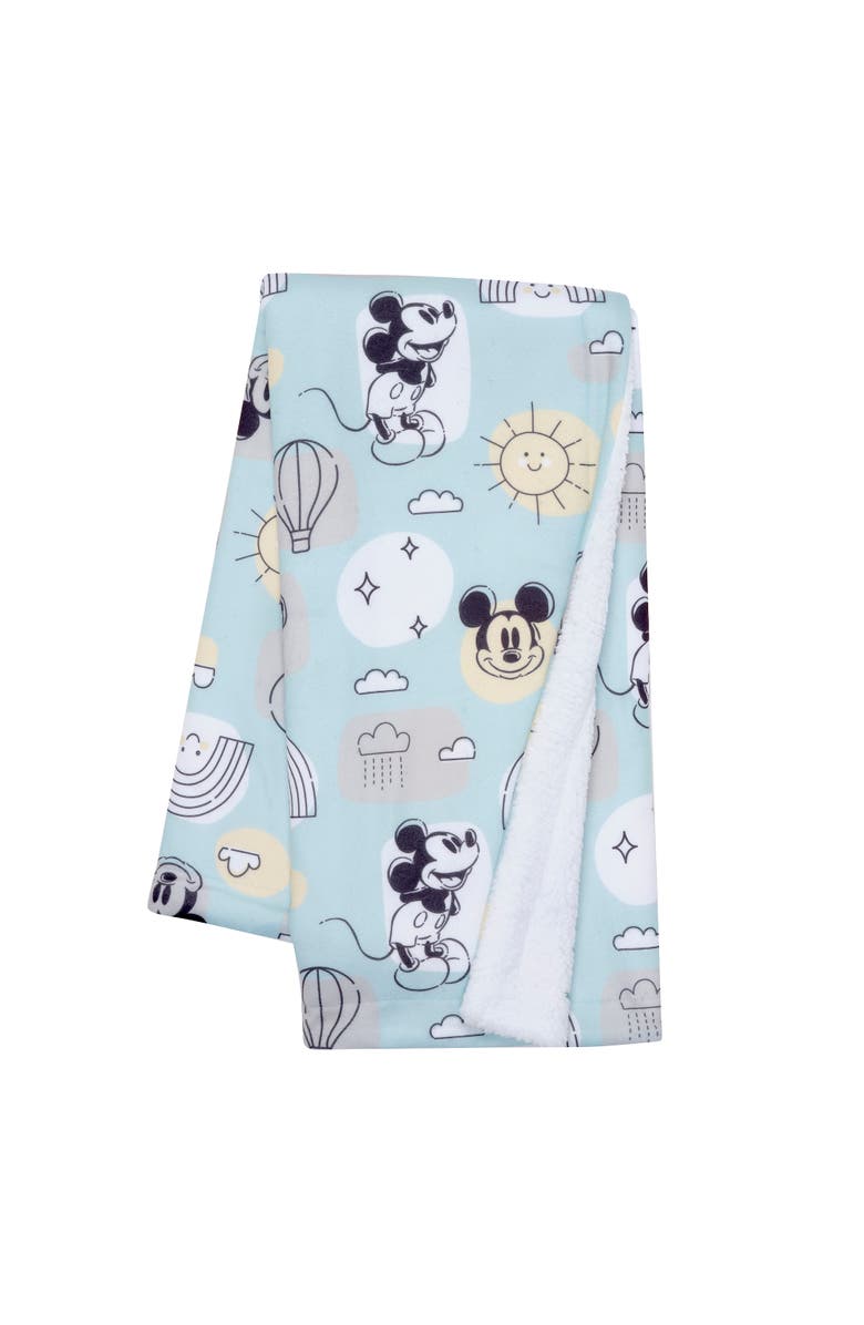 Lambs & Ivy Disney Baby Classic Mickey Mouse Soft Fleece Baby Blanket, Main, color, Blue