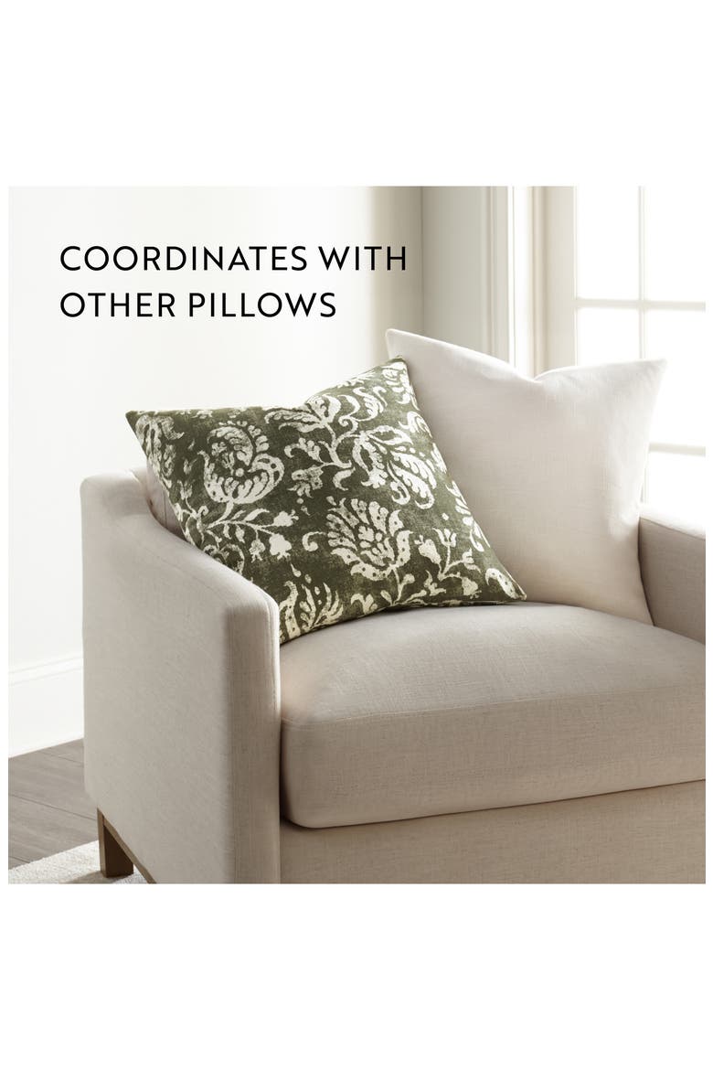 Distressed Floral Cotton Throw Pillow, Alternate, color, OLIVE