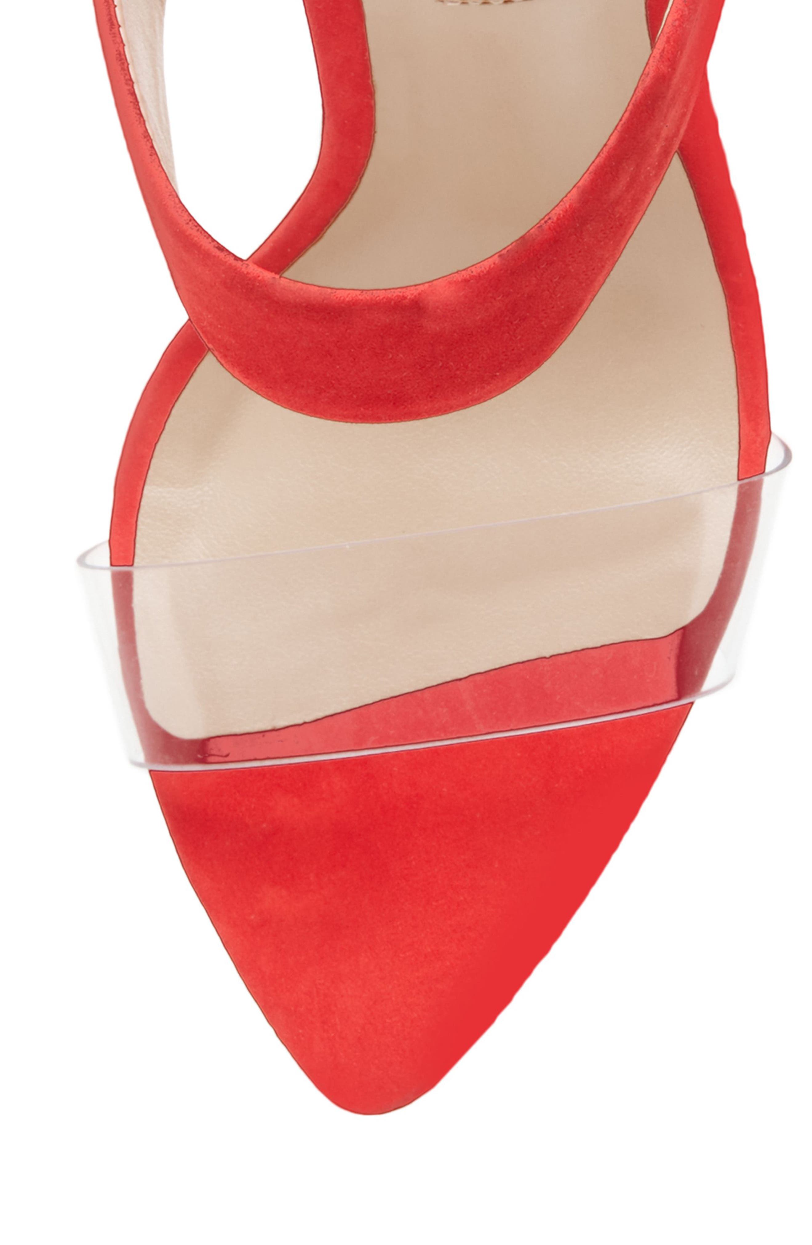 Amaya Clear Slide Sandal, Alternate, color, RED NUBUCK LEATHER