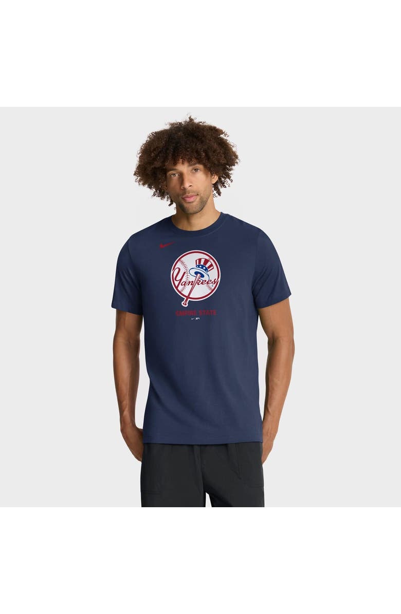 Nike Men's Nike  Navy New York Yankees Tri-Blend Logo T-Shirt, Main, color, Navy