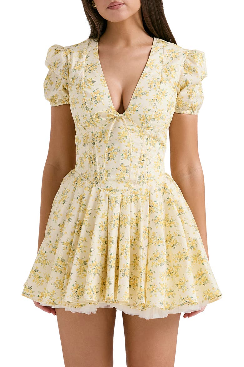 Imani Floral Minidress, Alternate, color, YELLOW FLORAL PRINT