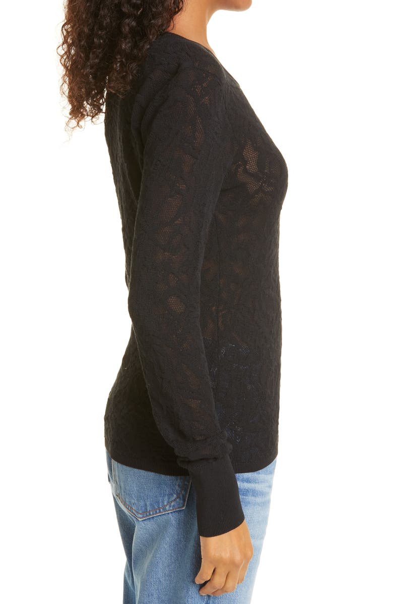 rag & bone Perry Long Sleeve Crewneck Cotton Blend Lace Top, Alternate, color,