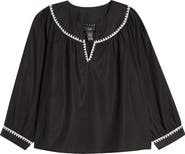 RAIN AND ROSE Embroidered Top