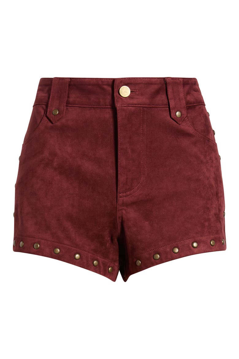 Studded Faux Suede Shorts, Alternate, color, BARDOT