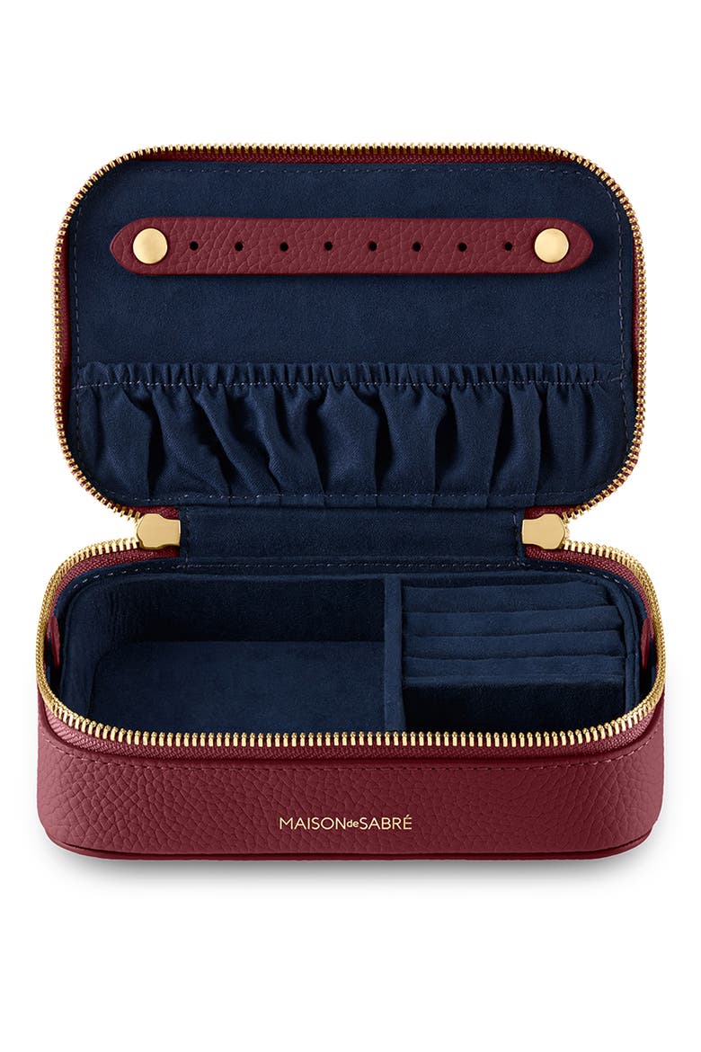 Leather Jewellery Case, Alternate, color, Plum Red