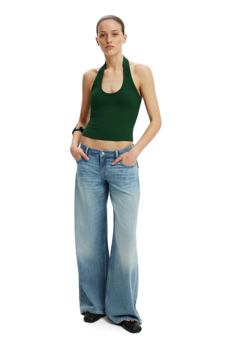 Women's Rib Scoop Halter, Alternate, color, Heritage Green